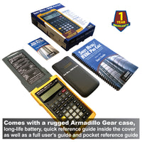 Sheet Metal HVAC Pro calculator with retail box, protective covers and reference guides