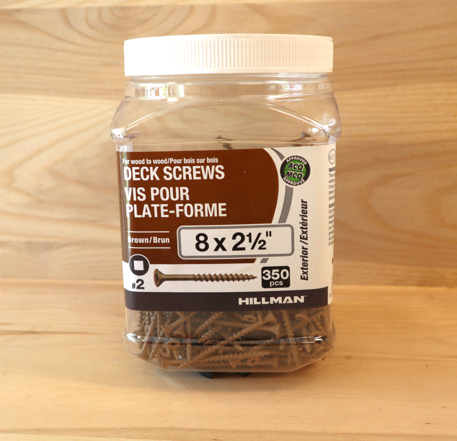 Deck Screws - Flat Head Square Drive - UNC Brown (8x2 -1/2")