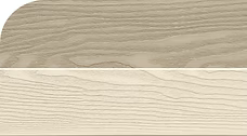 Two light-coloured woodgrain decking samples shown one above the other