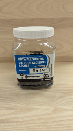 Drywall Screws - Flat Head Philips Drive Course Thread (6 x 1-1/4")