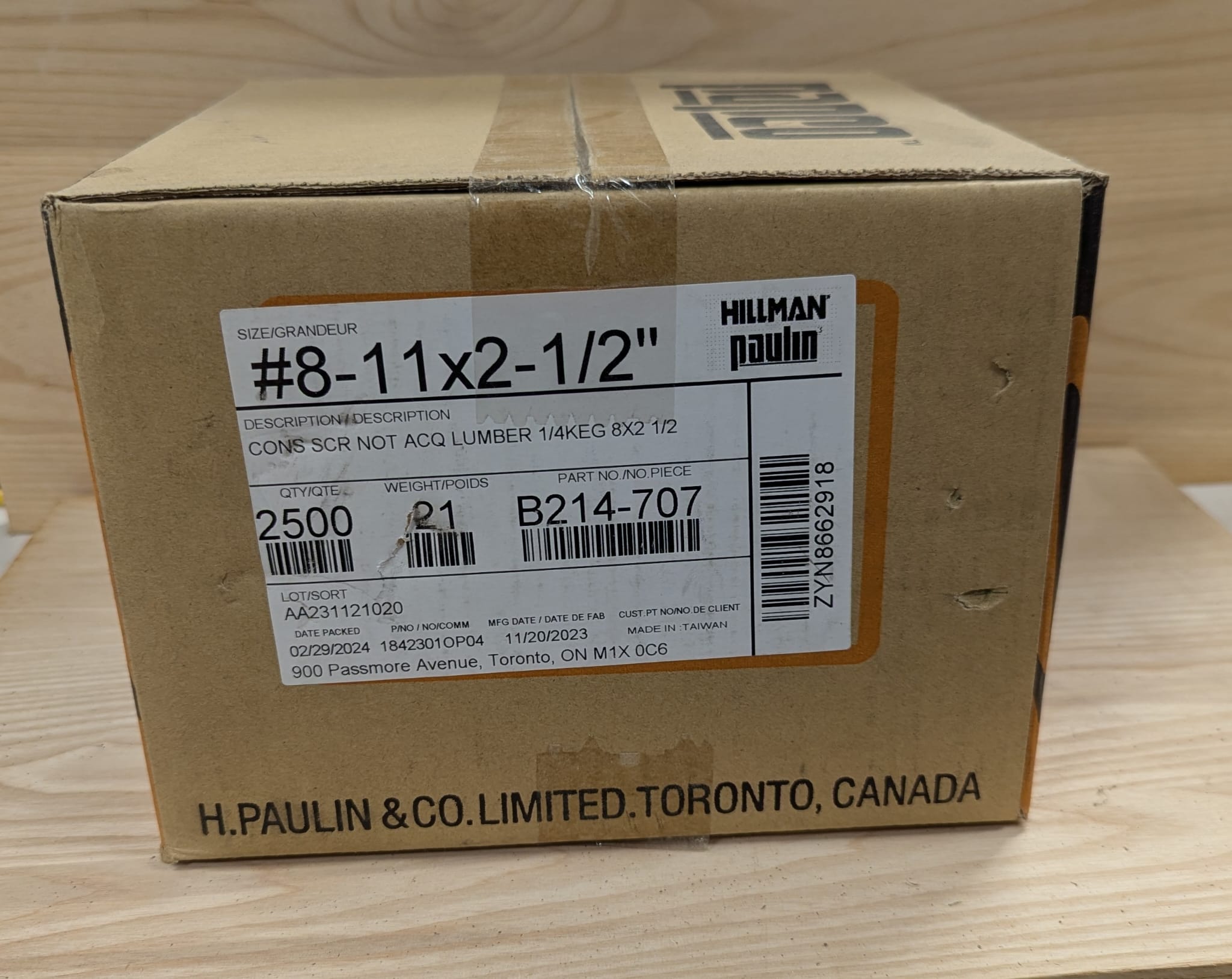 Construction Screws - Flat Head Square Drive - Yellow Zinc (8x2.5")