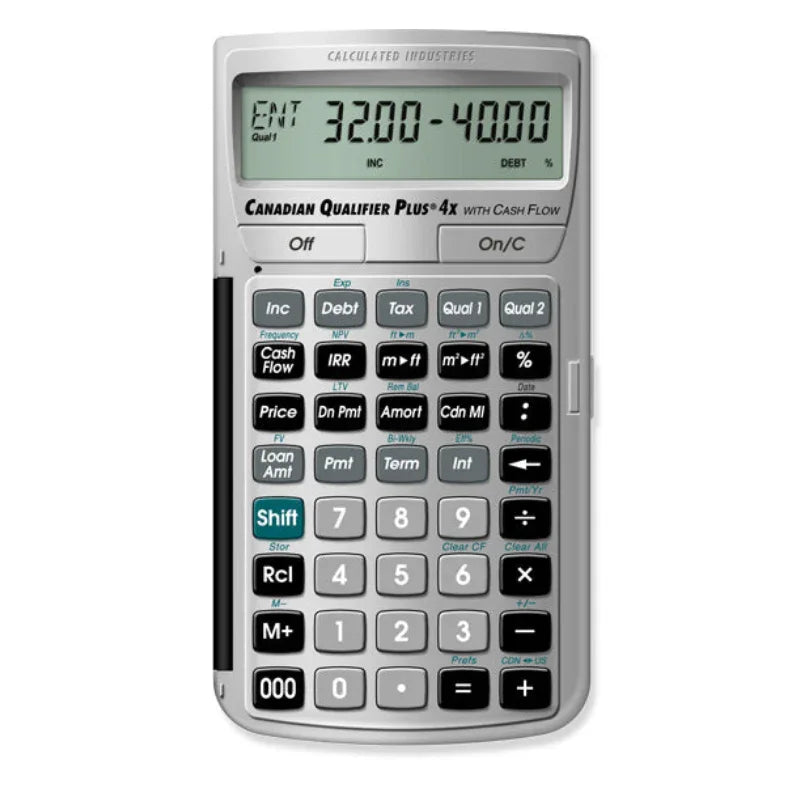 Calculator with digital display on a white background